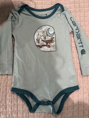 Carhartt Light Teal Graphic Long-Sleeve Baby One-Piece